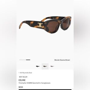 Celine Triomphe 55MM Geometric Havana Brown Sunglasses